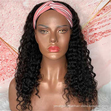 Wholesale Raw Indian Virgin Cuticle Aligned Kinky Curly Human Hair Headband Wig None Lace Wig Human Hair For Black Women Vendor